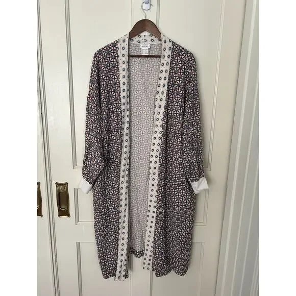 Ariat Mesquite Kimono Duster Womens Size L/XL Rust Blue Ivory Boho Festival - Picture 3 of 9